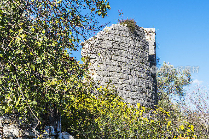 来自Dodurga村的Sidyma古城。Fethiye, Mugla，土耳其。